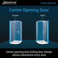 Thumbnail for DreamLine Prime 33 in. x 33 in. x 74 3/4 in. H Corner Sliding Shower Enclosure and SlimLine Shower Base Kit, Clear Glass - BNGBath