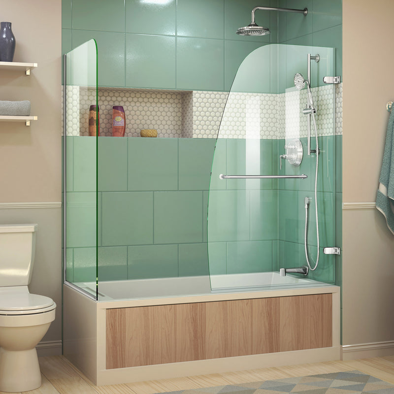 DreamLine Aqua Uno 56-60 in. W x 30 in. D x 58 in. H Frameless Hinged Tub Door with Return Panel - BNGBath