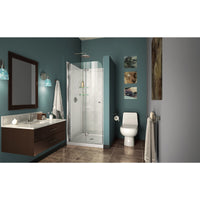 Thumbnail for DreamLine Aqua Fold 36 in. D x 36 in. W x 76 3/4 in. H Frameless Bi-Fold Shower Door with Shower Base and QWALL-5 Shower Backwalls Kit - BNGBath