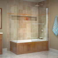 Thumbnail for DreamLine Aqua Swing 56-60 in. W x 30 in. D x 58 in. H Frameless Tub Door with Return Panel - BNGBath