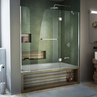 Thumbnail for DreamLine Aqua 56-60 in. W x 58 in. H Frameless Hinged Tub Door with Extender Panel - BNGBath