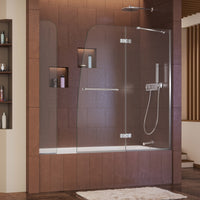Thumbnail for DreamLine Aqua Ultra 57-60 in. W x 58 in. H Frameless Hinged Tub Door with Extender Panel - BNGBath