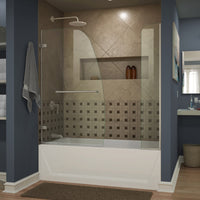 Thumbnail for DreamLine Aqua Uno 56-60 in. W x 58 in. H Frameless Hinged Tub Door with Extender Panel - BNGBath
