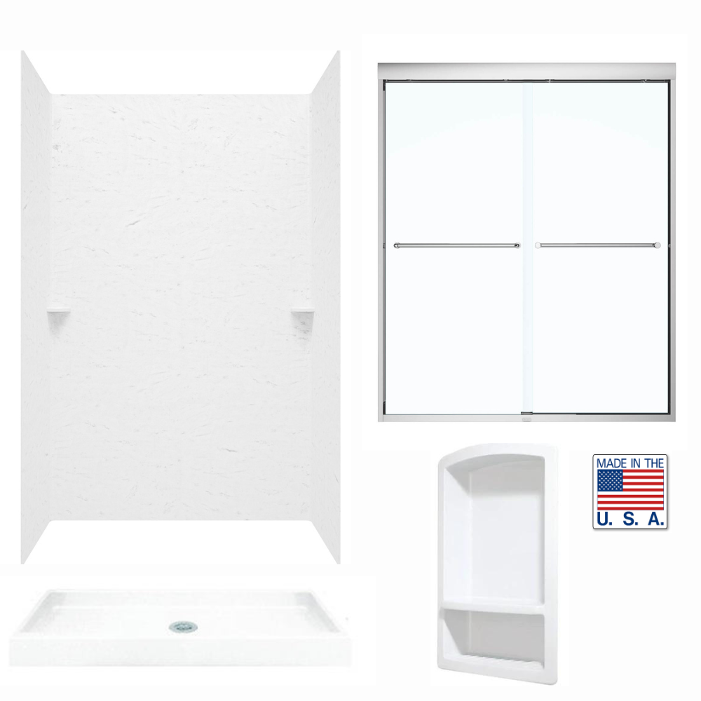 32" x 60" x 75" Swanstone Complete shower kit with Dreamline By-pass Shower Door - BNGBath