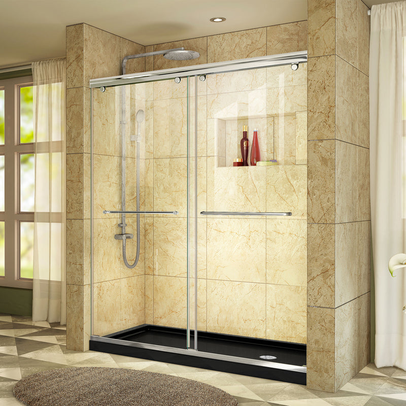 DreamLine Charisma 36 in. D x 60 in. W x 78 3/4 in. H Frameless Bypass Sliding Shower Door and SlimLine Shower Base Kit - BNGBath