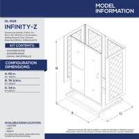 Thumbnail for DreamLine Infinity-Z 34 in. D x 60 in. W x 76 3/4 in. H Semi-Frameless Sliding Shower Door, Shower Base and QWALL-5 Backwall Kit, Frosted Glass - BNGBath