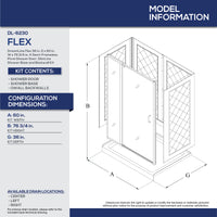 Thumbnail for DreamLine Flex 36 in. D x 60 in. W x 76 3/4 in. H Semi-Frameless Pivot Shower Door, SlimLine Shower Base and Backwall Kit - BNGBath