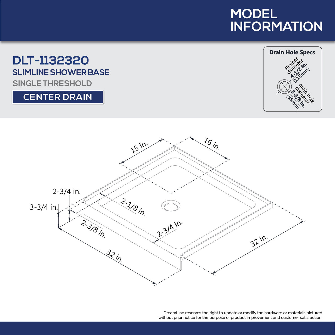 DreamLine Flex 32 in. D x 32 in. W x 74 3/4 in. H Semi-Frameless Pivot Shower Door and SlimLine Shower Base Kit - BNGBath