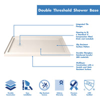 Thumbnail for DreamLine Flex 36 in. D x 60 in. W x 74 3/4 in. H Semi-Frameless Pivot Shower Enclosure and SlimLine Shower Base Kit - BNGBath