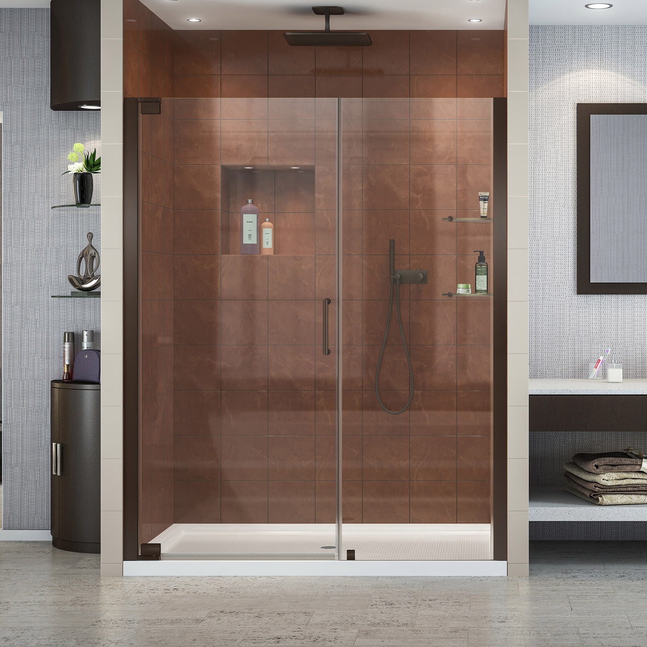 DreamLine Elegance 58-60 in. W x 72 in. H Frameless Pivot Shower Door - BNGBath