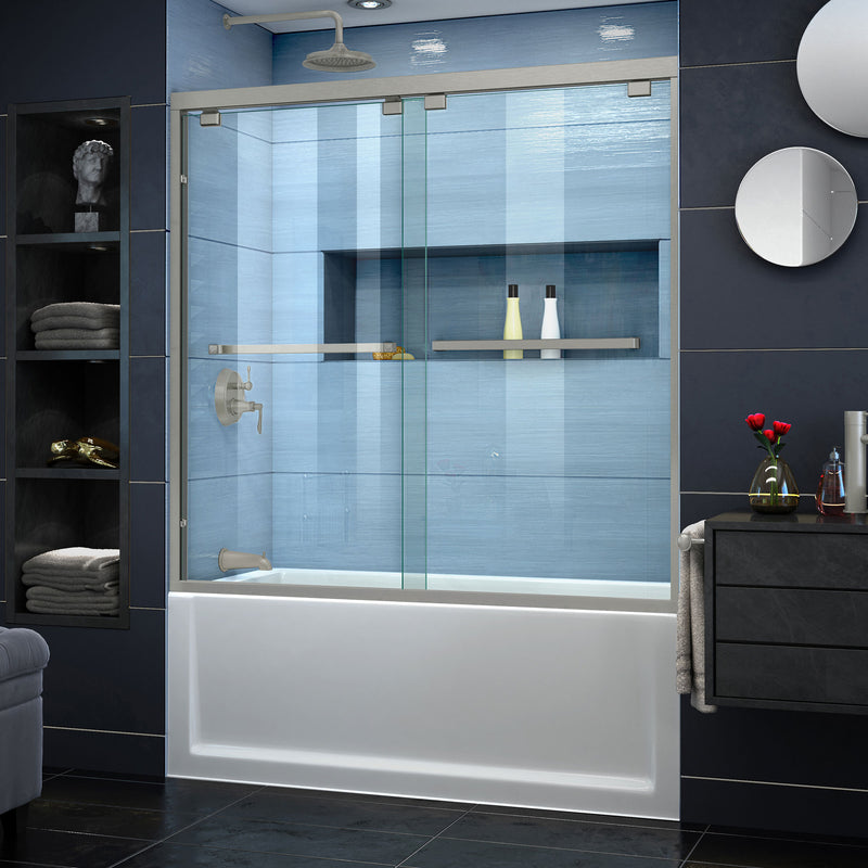 DreamLine Encore 56-60 in. W x 58 in. H Semi-Frameless Bypass Sliding Tub Door - BNGBath
