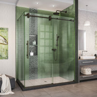Thumbnail for DreamLine Enigma-XO 32 1/2 in. D x 50 - 54 in. W x 76 in. H Fully Frameless Sliding Shower Enclosure - BNGBath