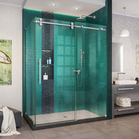 Thumbnail for DreamLine Enigma-XO 32 1/2 in. D x 56 3/8 - 60 3/8 in. W x 76 in. H Fully Frameless Sliding Shower Enclosure - BNGBath