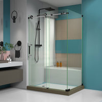 Thumbnail for DreamLine Enigma-XT 34 1/2 in. D x 48 3/8 in. W x 76 in. H Fully Frameless Sliding Shower Enclosure - BNGBath
