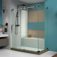 Thumbnail for DreamLine Enigma-XT 34 1/2 in. D x 60 3/8 in. W x 76 in. H Fully Frameless Sliding Shower Enclosure - BNGBath