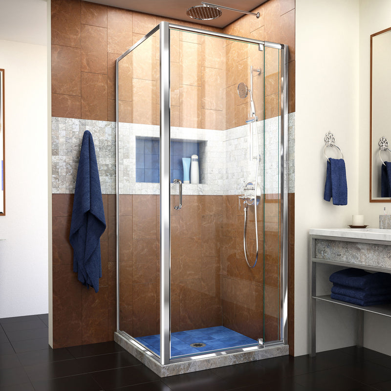 DreamLine Flex 34 1/2 in. D x 32-36 in. W x 72 in. H Semi-Frameless Pivot Shower Door - BNGBath