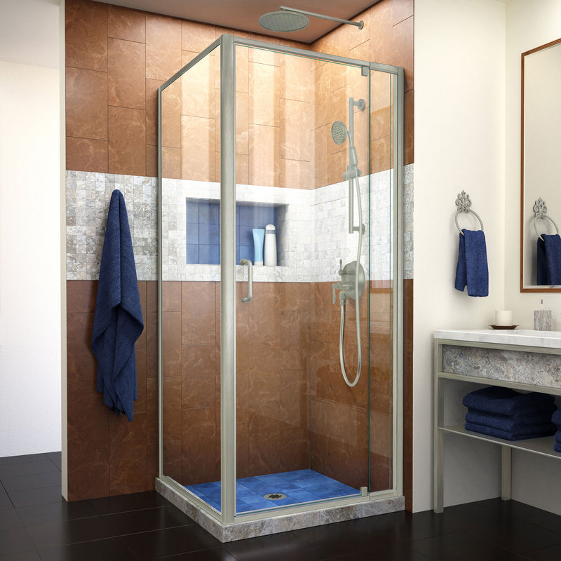 DreamLine Flex 34 1/2 in. D x 32-36 in. W x 72 in. H Semi-Frameless Pivot Shower Door - BNGBath