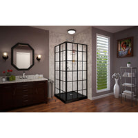 Thumbnail for DreamLine French Corner 36 in. D x 36 in. W x 74 3/4 in. H Framed Sliding Shower Enclosure and Shower Base Kit - BNGBath