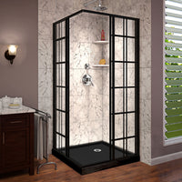Thumbnail for DreamLine French Corner 42 in. D x 42 in. W x 74 3/4 in. H Framed Sliding Shower Enclosure and Shower Base Kit - BNGBath