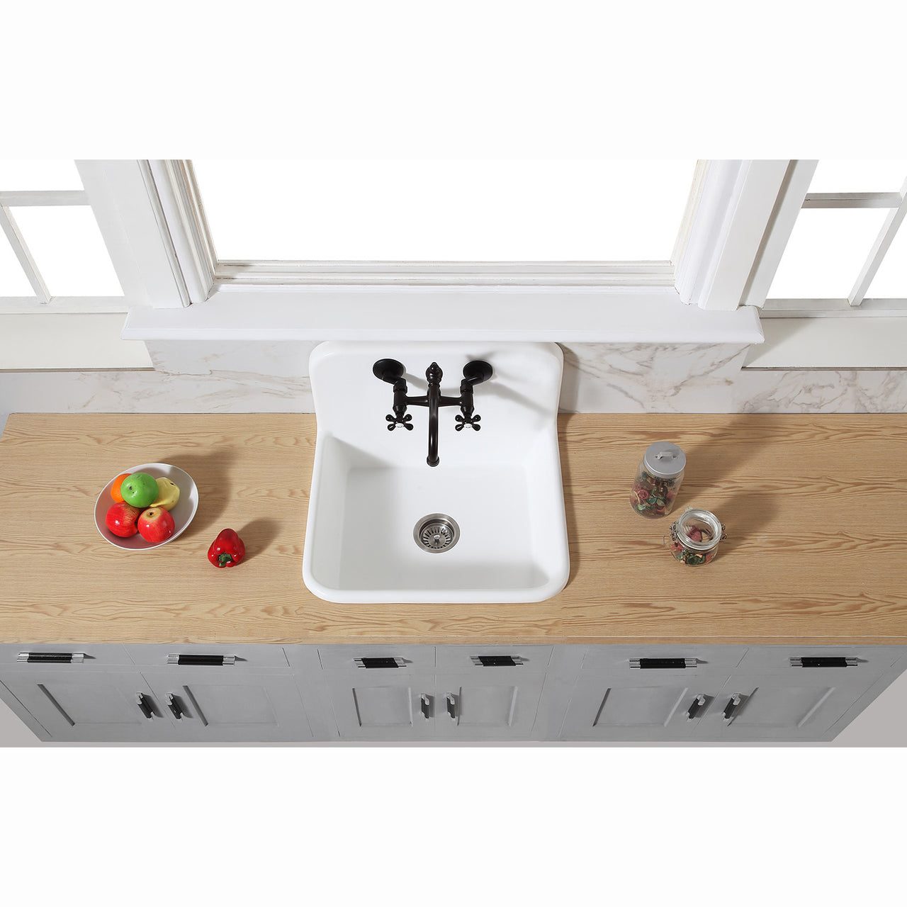Gourmetier Arcticstone 24" x 21" Farmhouse Drop-In Kitchen Sinks - BNGBath