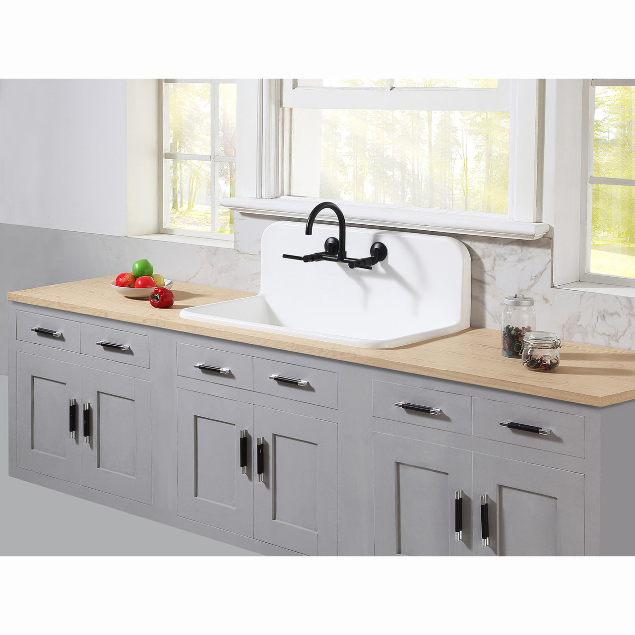 Gourmetier Arcticstone 36" x 21" farmhouse Drop-In Kitchen Sinks - BNGBath