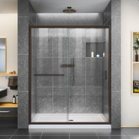 Thumbnail for DreamLine Infinity-Z 56-60 in. W x 72 in. H Semi-Frameless Sliding Shower Door, Clear Glass - BNGBath