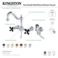 Thumbnail for Kingston Brass KS1248PKXBS Duchess Wall Mount Bridge Kitchen Faucet with Brass Sprayer - BNGBath