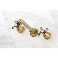 Thumbnail for Kingston Brass KS7122TX 8-Inch Center Wall Mount Bathroom Faucet, Polished Brass - BNGBath