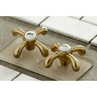 Thumbnail for Kingston Brass KS7122TX 8-Inch Center Wall Mount Bathroom Faucet, Polished Brass - BNGBath