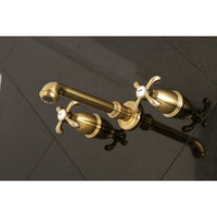 Thumbnail for Kingston Brass KS7122TX 8-Inch Center Wall Mount Bathroom Faucet, Polished Brass - BNGBath