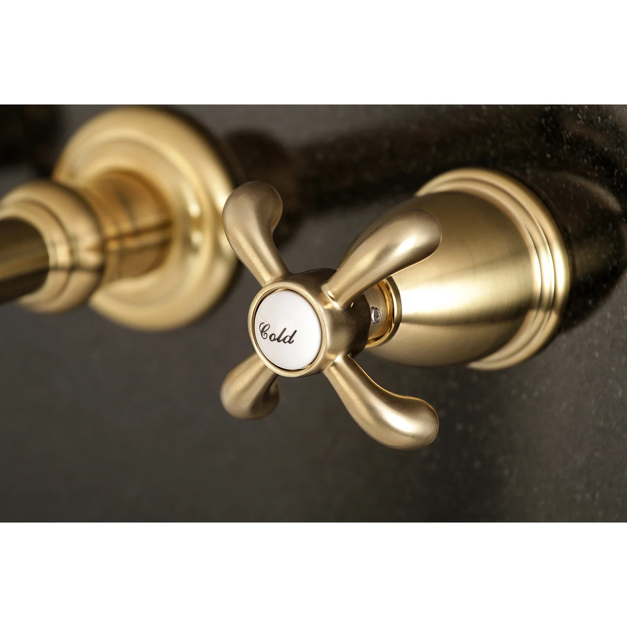 Kingston Brass KS7122TX 8-Inch Center Wall Mount Bathroom Faucet, Polished Brass - BNGBath