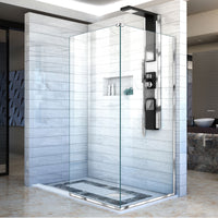 Thumbnail for DreamLine Linea Two Adjacent Frameless Shower Screens 34 in. W x 72 in. H each, Open Entry Design - BNGBath