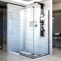 Thumbnail for DreamLine Linea Two Adjacent Frameless Shower Screens 34 in. and 30 in. W x 72 in. H, Open Entry Design - BNGBath