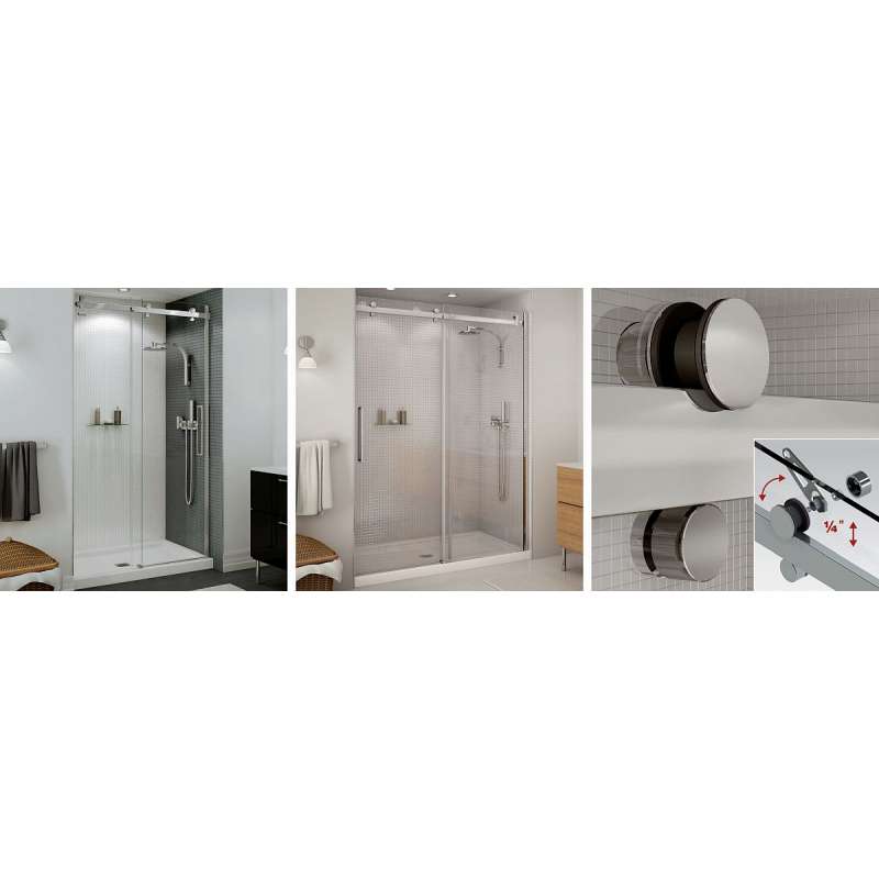 Frameless Slider Alcove Shower Door With Clear Glass Max Halo 56.5 To 59in X 78.75in - BNGBath