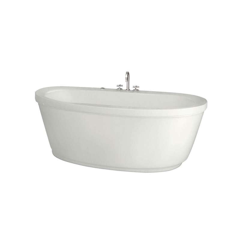 66in X 36in X 24in Oval Acrylic Freestanding Soaking Bathtub With Center Drain, In White - BNGBath