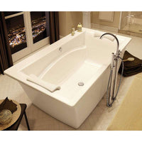 Thumbnail for 66in X 36in X 24in Rectangular Freestanding Acrylic Soaking Bathtub With Center Drain, In White - BNGBath