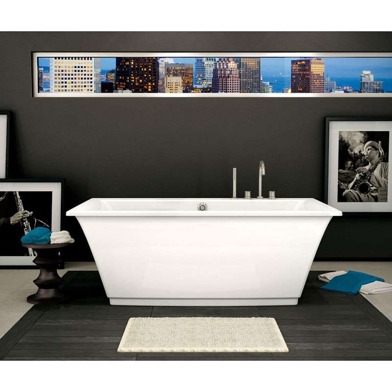 66in X 36in X 24in Rectangular Freestanding Acrylic Soaking Bathtub With Center Drain, In White - BNGBath