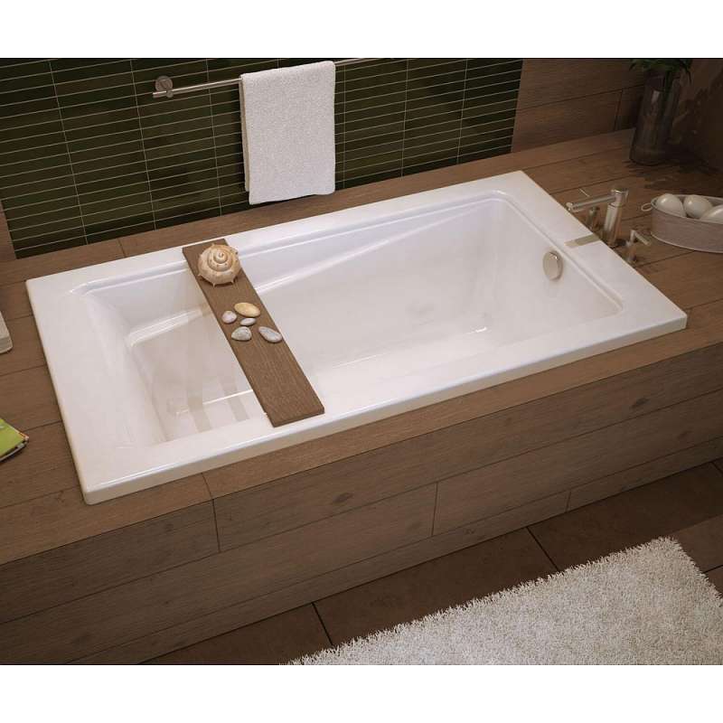 60in X 36in X 18in Rectangular Drop-In Acrylic Soaking Bathtub With End Drain, In White - BNGBath
