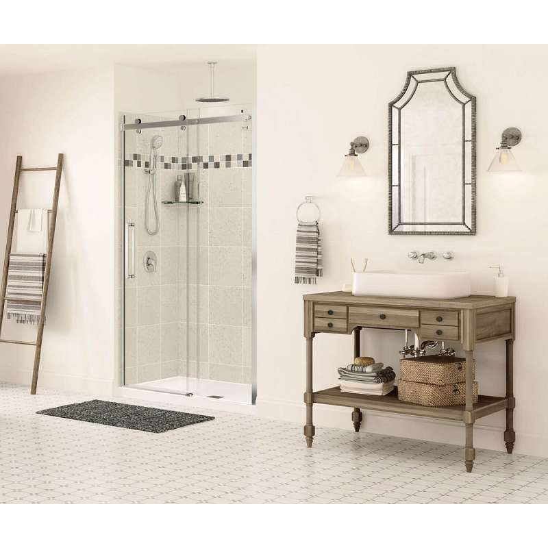 Frameless Slider Alcove Shower Door With Clear Glass Max Halo 44.5-47in X 78.75in - BNGBath