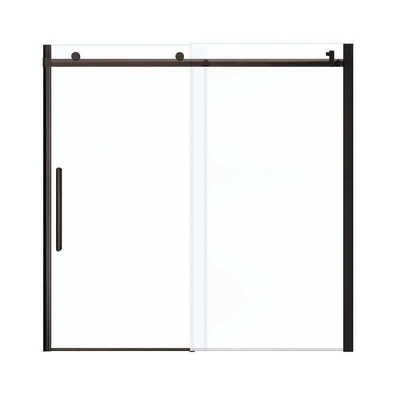 Dark Bronze HALO Frameless Slider Tub Door With Clear Glass By Maax 56.5 To 59in X 59in - BNGBath