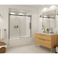Thumbnail for Dark Bronze HALO Frameless Slider Tub Door With Clear Glass By Maax 56.5 To 59in X 59in - BNGBath