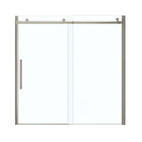 Thumbnail for Brushed Nickel HALO Frameless Slider Tub Door With Clear Glass By Maax - BNGBath