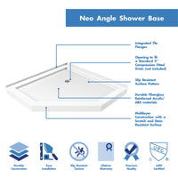 Thumbnail for DreamLine 42 in. x 42 in. x 76 3/4 in. H SlimLine Neo-Angle Shower Base and QWALL-4 Acrylic Backwall Kit - BNGBath