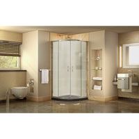Thumbnail for DreamLine Prime 36 in. x 36 in. x 74 3/4 in. Corner Sliding Shower Enclosure and SlimLine Shower Base Kit, Frosted Glass - BNGBath