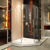 Thumbnail for DreamLine Prism Lux 40 in. x 40 in. x 74 3/4 in. H Frameless Hinged Shower Enclosure and SlimLine Shower Base Kit - BNGBath