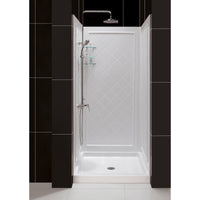 Thumbnail for DreamLine 36 in. D x 36 in. W x 76 3/4 in. H SlimLine Single Threshold Shower Base and QWALL-5 Acrylic Backwall Kit - BNGBath