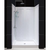 Thumbnail for DreamLine Flex 36 in. D x 48 in. W x 76 3/4 in. H Semi-Frameless Pivot Shower Door, SlimLine Shower Base and Backwall Kit - BNGBath