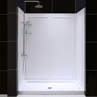 Thumbnail for DreamLine 32 in. D x 60 in. W x 76 3/4 in. H SlimLine Single Threshold Shower Base and QWALL-5 Acrylic Backwall Kit - BNGBath