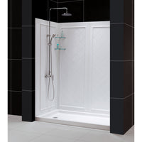 Thumbnail for DreamLine Infinity-Z 36 in. D x 60 in. W x 76 3/4 in. H Semi-Frameless Sliding Shower Door, Shower Base and QWALL-5 Backwall Kit, Clear Glass - BNGBath