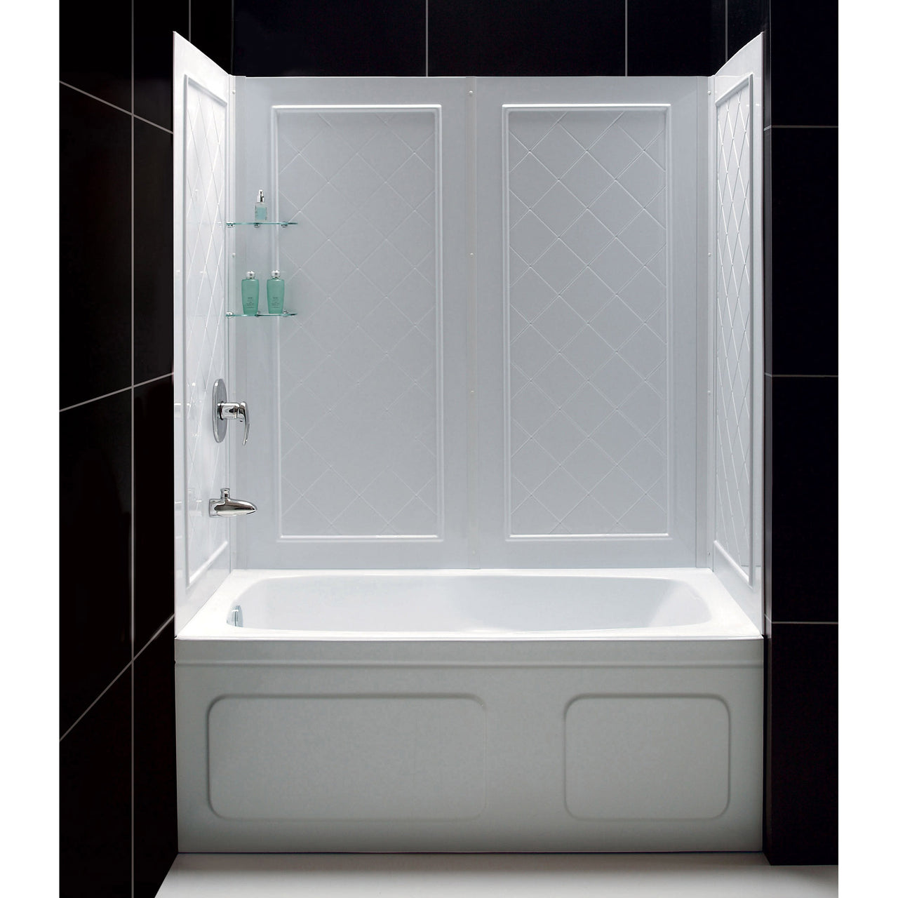 DreamLine Visions 56-60 in. W x 60 in. H Semi-Frameless Sliding Tub Door and QWALL-Tub Acrylic Backwall Kit - BNGBath